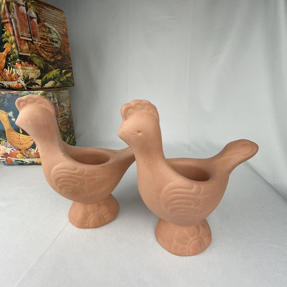 2 Avon Vintage Terra Cotta Bird Fragrance Candelette Holders 1976 Original Boxes - Picture 2 of 12